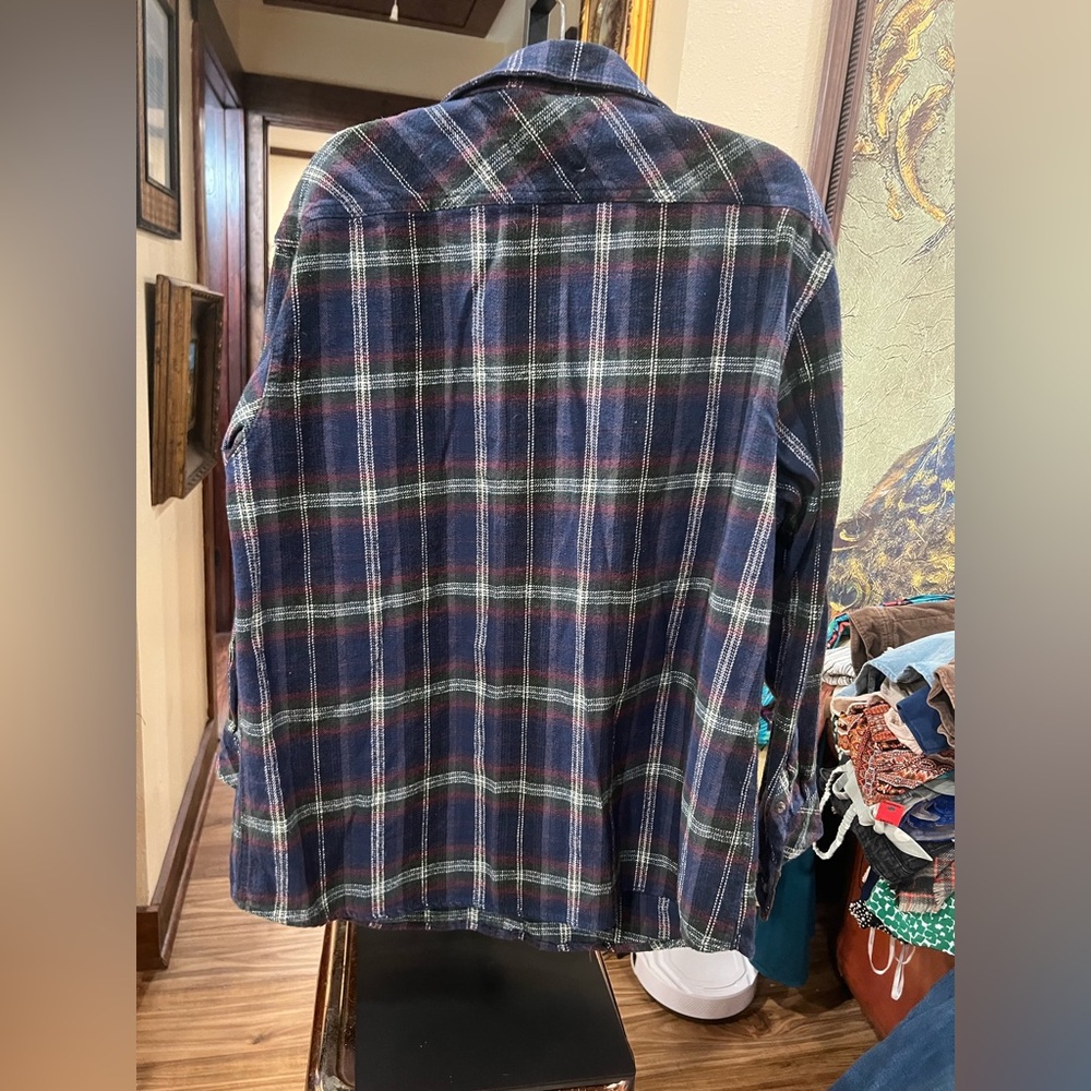Men's Plaid Shirt Flannel - Blue and Green - Picture 5 of 5